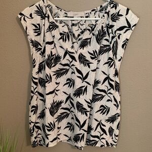 LOFT White Black Blouse